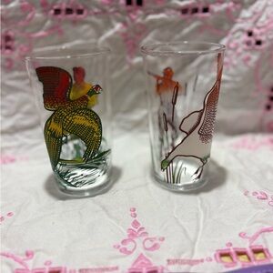 Vintage Hazel Atlas Hunting Themed Juice Glasses